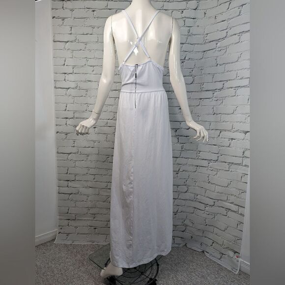 Faux wrap maxi dress, white jersey long dress size XL NWT - Picture 2 of 7